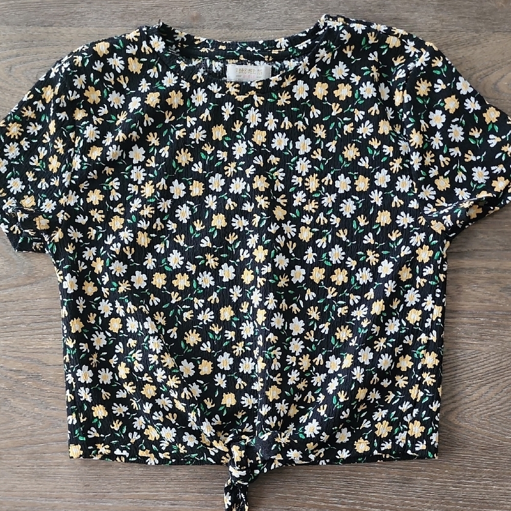 Floral Print Women's Top - Black